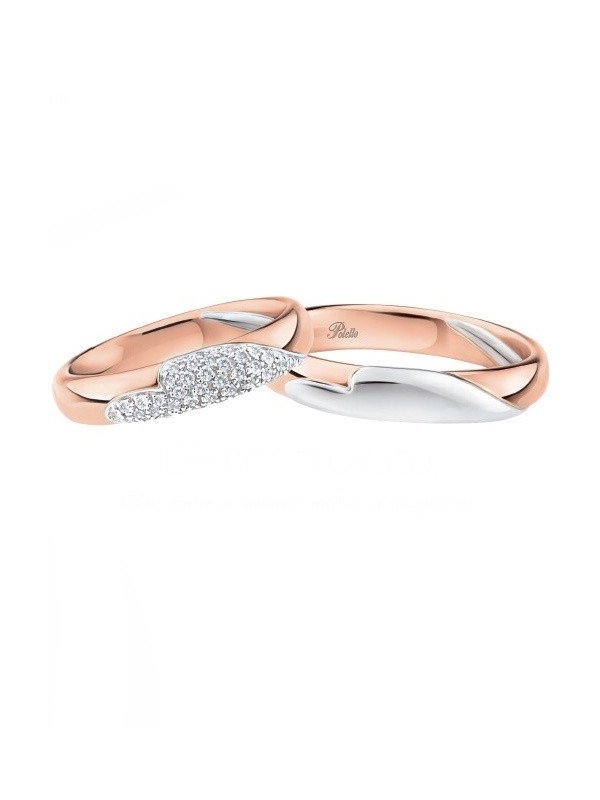 Polello Wedding Rings in Rose and White Gold with Diamonds ref.3063DBR