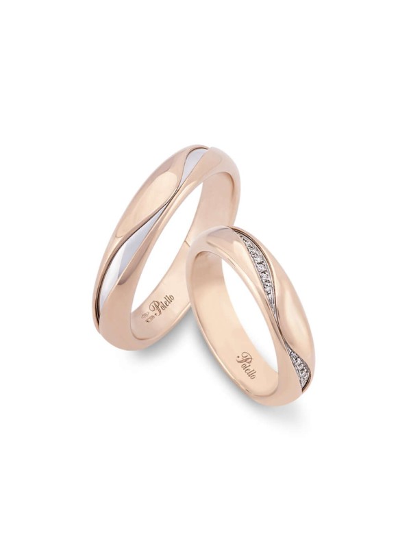 Polello Wedding Rings in Rose and White Gold ref.3349 URB/DRB