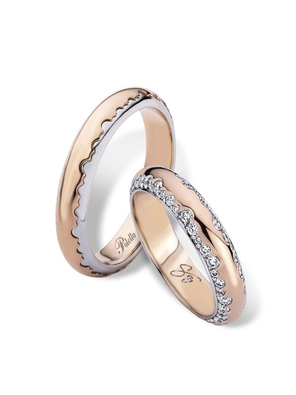 Polello Wedding Rings in Rose and White Gold ref.3266 URB/DRB