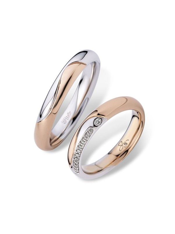 Polello Wedding Rings in Rose and White Gold ref.3271DBR-UBR