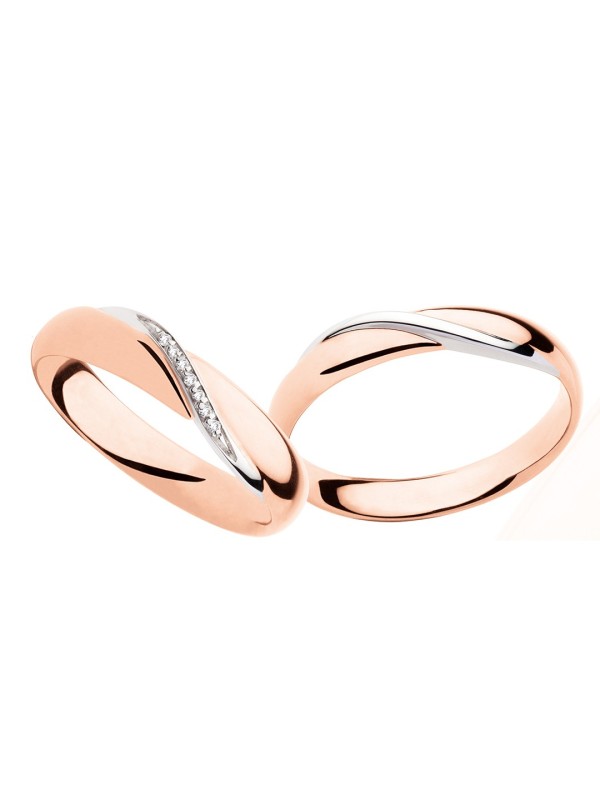 Polello Wedding Rings in Rose and White Gold with Diamonds ref.2892DRB