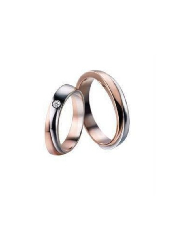 Polello wedding rings in white and rose gold with diamond ref.2497 UBR