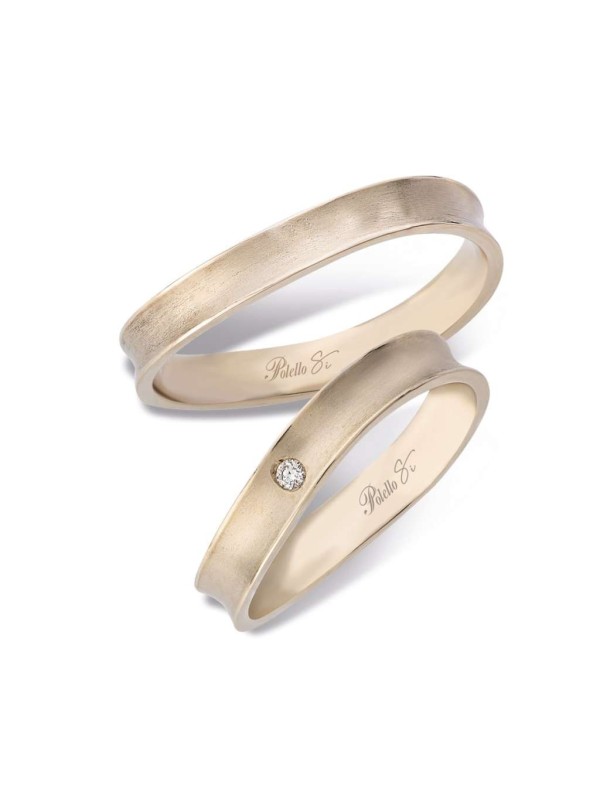 Polello Wedding Rings in Champagne Gold with Diamond ref.3307UCH-DCH