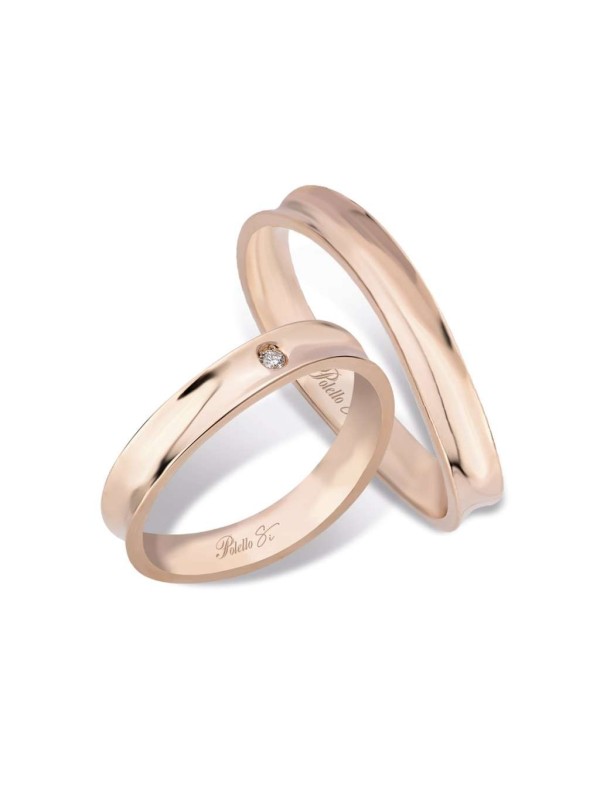 Polello Wedding Rings in Rose Gold with Diamond ref.3307DR-UR