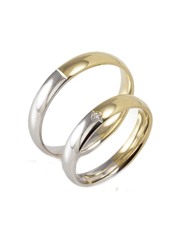 Polello Wedding Rings in Rose and White Gold with Diamond Ref.2450