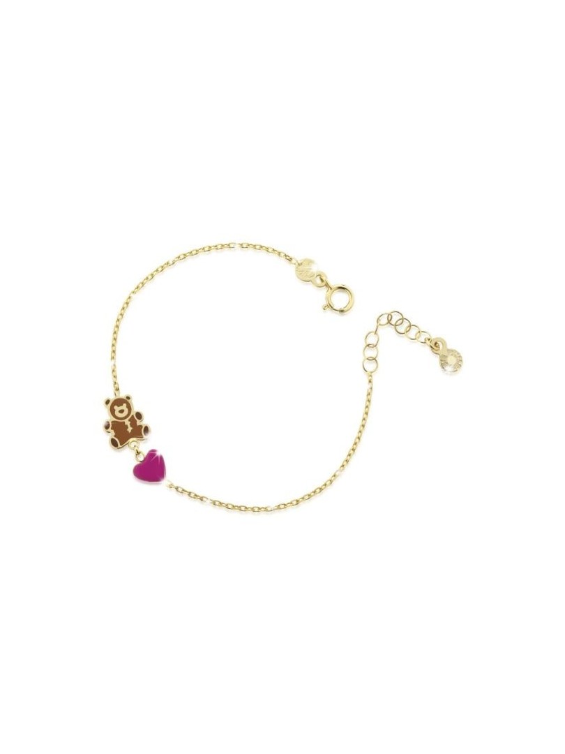 Le Bebé Primegioie bracelet with enameled Teddy Bear and Heart details