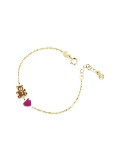 Le Bebé Primegioie bracelet with enameled Teddy Bear and Heart details Le Bebé Primegioie bracelet with enameled Teddy Bear and Heart details