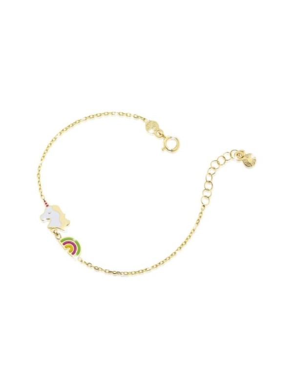 Le Bebé Primegioie bracelet with enameled Unicorn and Rainbow details