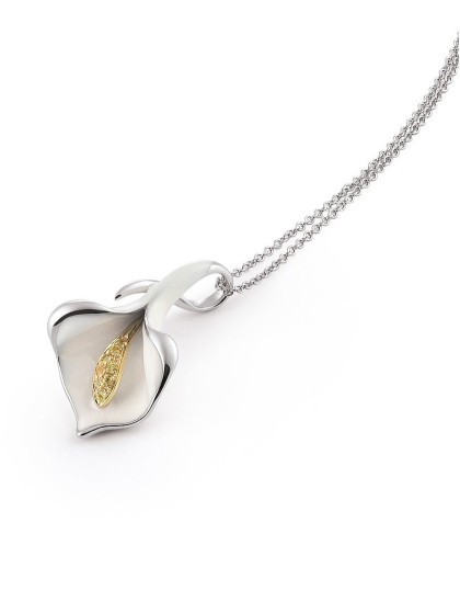 Annamaria Cammilli pendente Calla Melody in oro bianco smaltato Annamaria Cammilli pendente Calla Melody in oro bianco smaltato