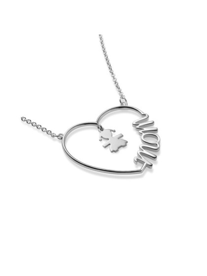 Collana Le Bebé Cuore di Mamma con sagoma bimba in argento