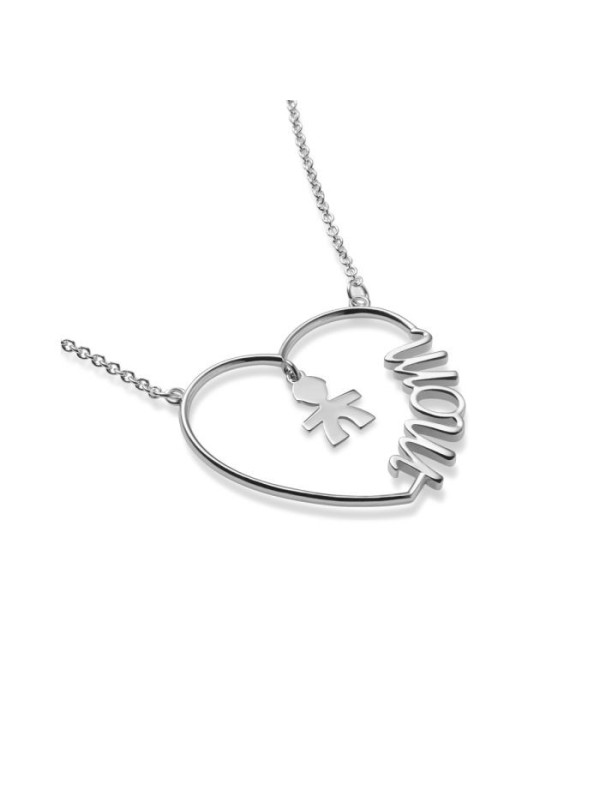 Collana Le Bebé Cuore di Mamma con sagoma bimbo in argento