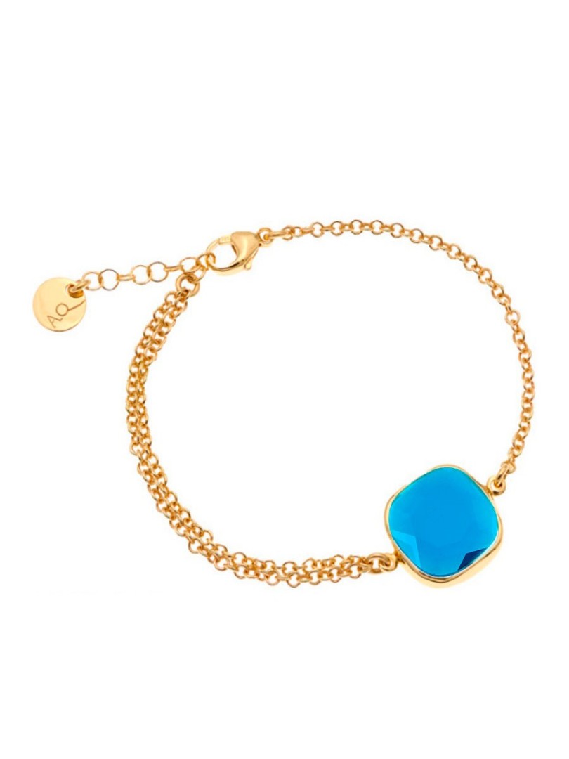 Aquaforte Monopietra bracelet in 925 silver plated with 23kt gold