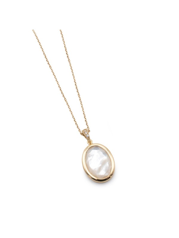 Aquaforte necklace with oval mother-of-pearl pendant in 925 silver