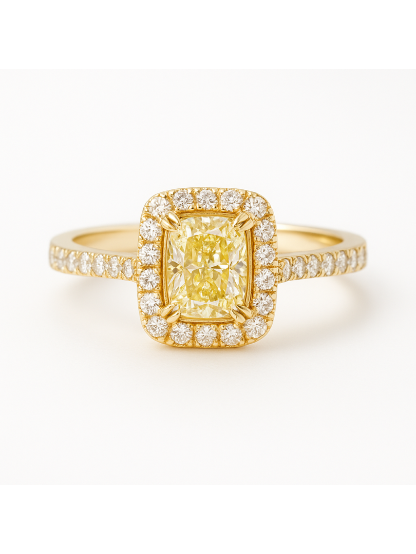 Anello Giorgio Visconti in oro rosa con diamante yellow centrale