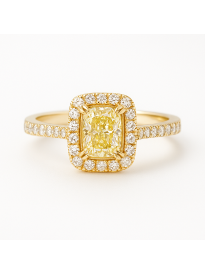 Anello Giorgio Visconti in oro rosa con diamante yellow centrale