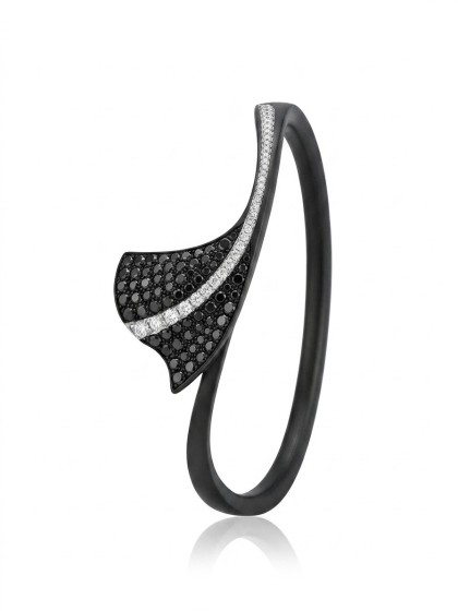 Bracciale Giorgio Visconti in titanio con diamanti bianchi e neri