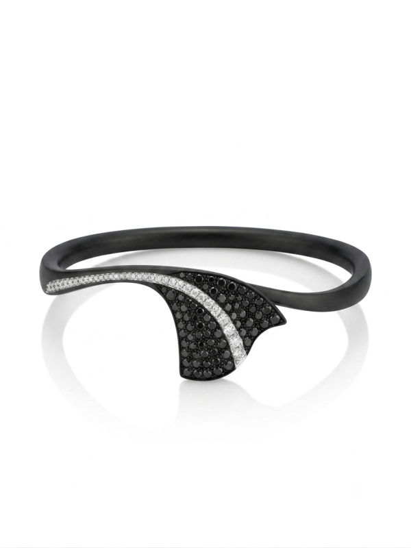Bracciale Giorgio Visconti in titanio con diamanti bianchi e neri